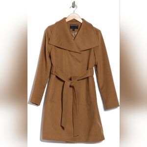 Bernardo Tan Wool Blend Wrap Coat